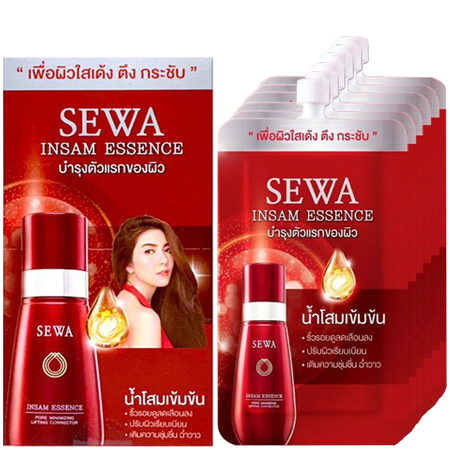 Sewa Insam Essence 6 ชิ้น/กล่อง เอสเซนส์น้ำโสมเข้มข้นแบบซอง ลดจุดด่างดำ ลดริ้วรอยฟื้นบำรุงผิวเรียบเนียนกระชับแน่น รูขุมเล็กลง ผิวดูกระจ่างใส